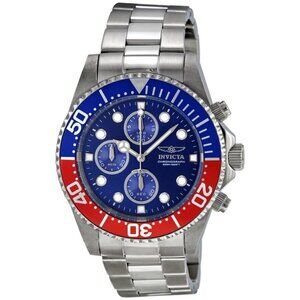 NWT Authentic Invicta Pro Diver Chronograph Blue Dial Pepsi Bezel Men's Watch